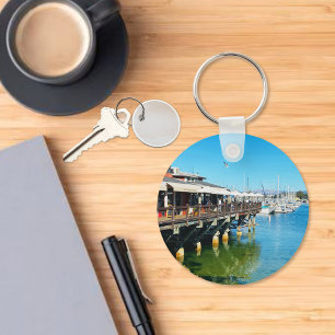 Monterey CA Wharf-Boats Souvenir Keychain