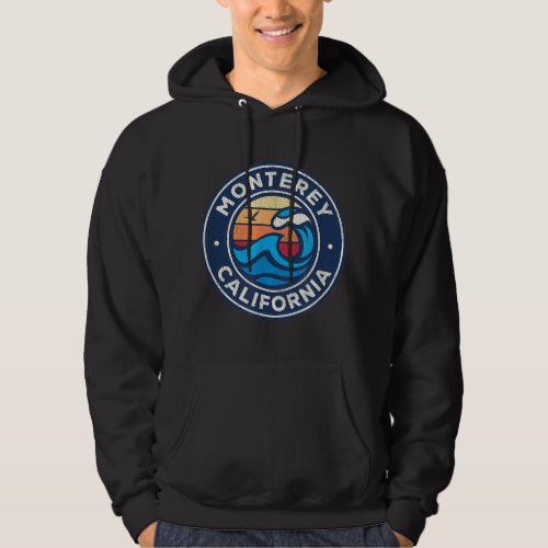 Monterey California CA Vintage Nautical Waves Desi Hoodie