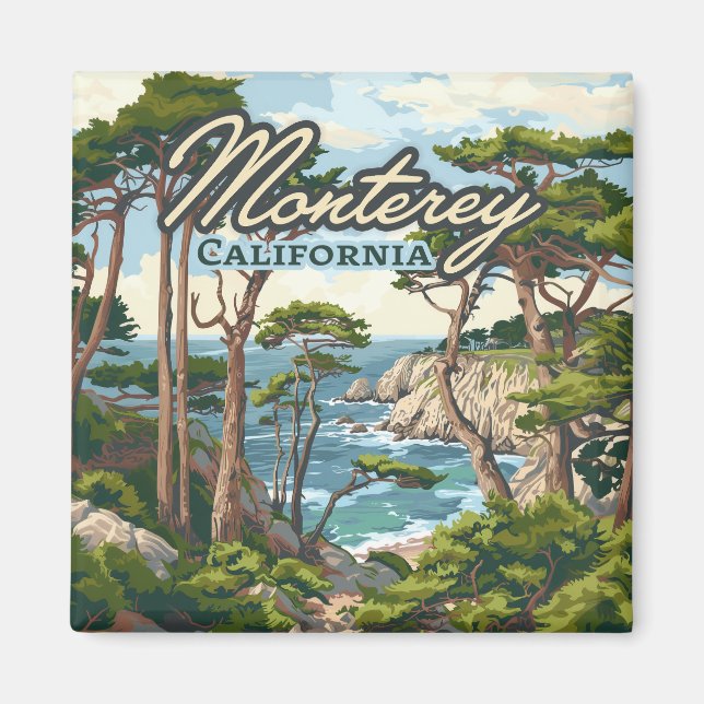 Monterey California Cypress Trees Ocean Coast Magnet (Front)