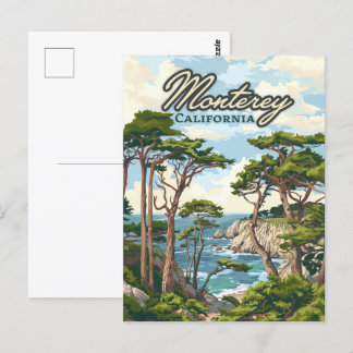 Monterey California Cypress Trees Ocean Coast Postcard