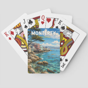 Monterey California Illustration Travel Art Retro Poker Cards