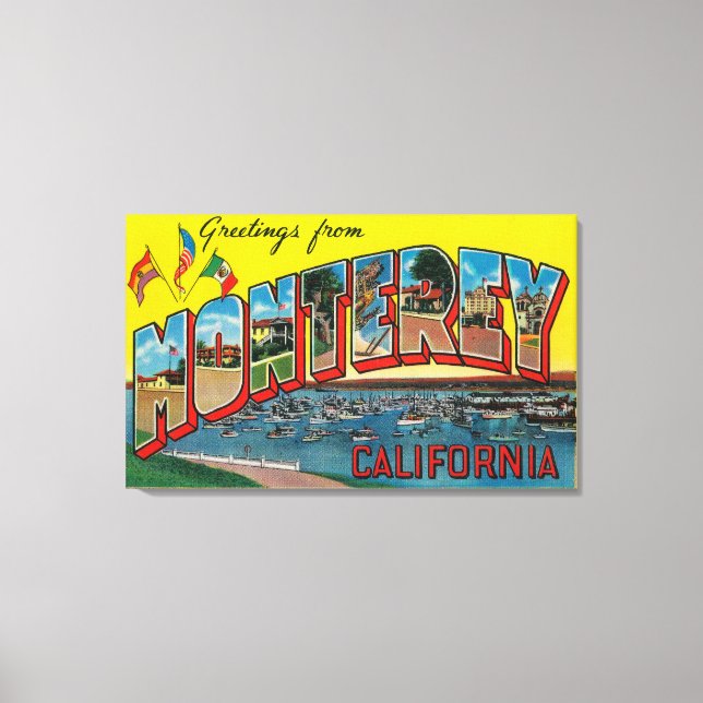 Monterey, California - Large Letter Scenes 2 Canvas Print (Front)