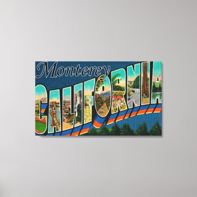 Monterey, California - Large Letter Scenes Canvas Print (Front)