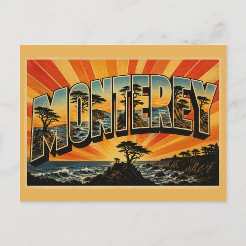 Monterey California Lone Cypress Coast Art Postcard