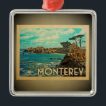 Monterey California Ornament Vintage Travel<br><div class="desc">A cool vintage style Monterey ornament featuring a coastal scene with the Pacific ocean and scenic rocky shore of California.</div>