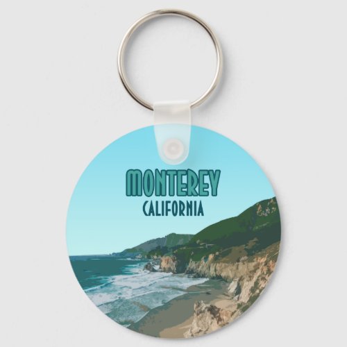 Monterey California Pacific Coast Highway Vintage Keychain