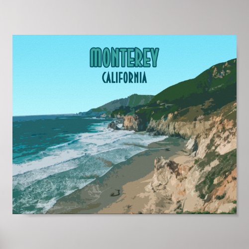 Monterey California Pacific Coast Highway Vintage Poster