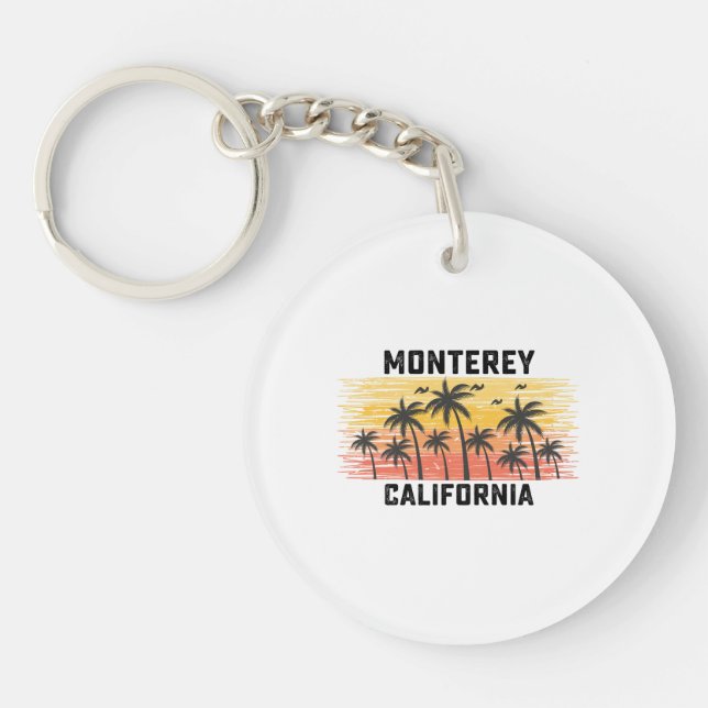 Monterey California Summer Retro VIntage Vacation Keychain (Front)