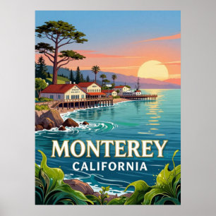 Monterey California Travel Coastal Scene 🌊 Poster