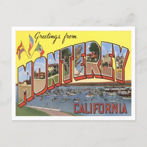 Monterey California Vintage Big Letters Postcard