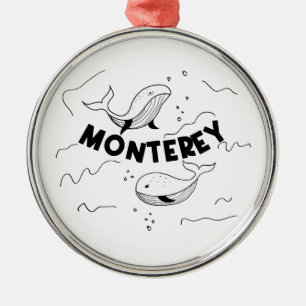 Monterey California Whales Metal Ornament