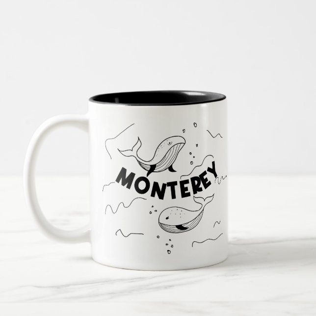 Monterey California Whales Two-Tone Coffee Mug (Left)