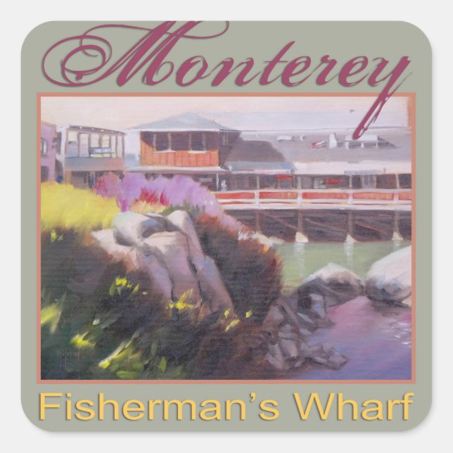 Monterey Fishermans Wharf Scenic California Coast Square Sticker (Front)