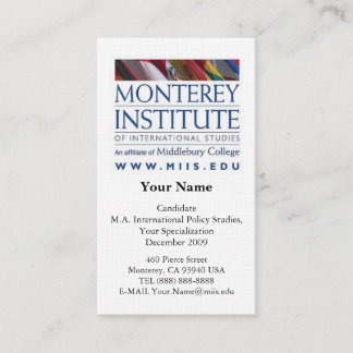 Monterey Institute of International Studies Card