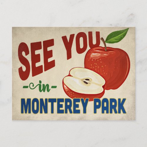 Monterey Park California Apple _ Vintage Travel Postcard