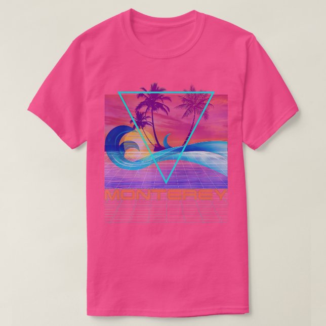 Monterey Retro 80s Vaporwave Beach Vacation  T-Shirt (Design Front)