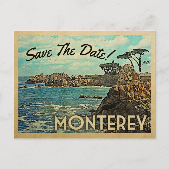 Monterey Save The Date Vintage Postcards (Front)