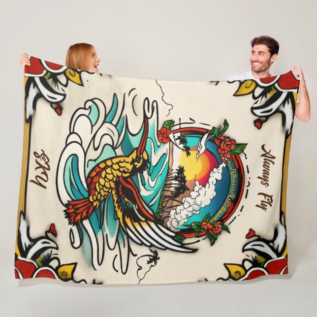 Monterey Tattoo Design: A Symbol- 60"x80"  Fleece Blanket (In Situ)