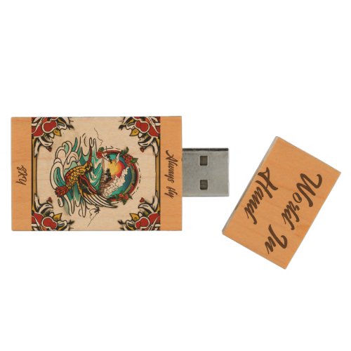 Monterey Tattoo Design A Symbol of Strength Powe_ Wood Flash Drive