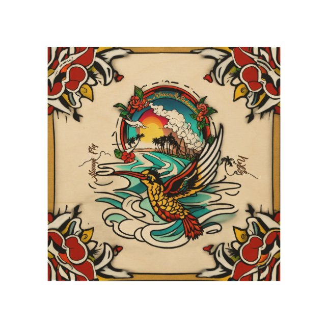 Monterey Tattoo Design: A Symbol of Strength - Wood Wall Art (Front)