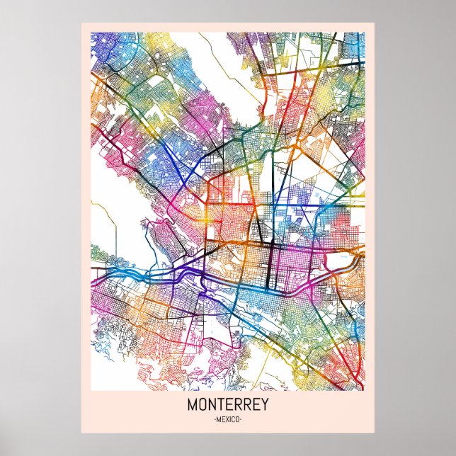 Monterrey Mexico City Map Poster (Front)