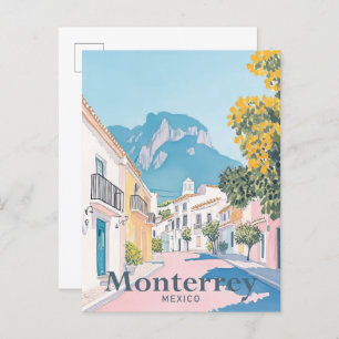 Monterrey Mexico Watercolor Travel Illustration Postcard