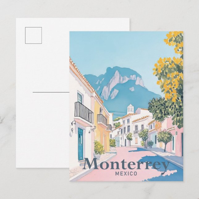 Monterrey Mexico Watercolor Travel Illustration Postcard (Front/Back)