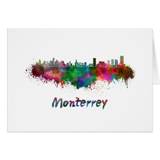 Monterrey skyline in watercolor (Front Horizontal)
