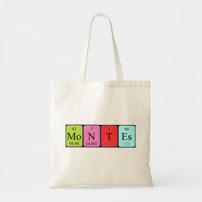 Montes periodic table name tote bag (Front)