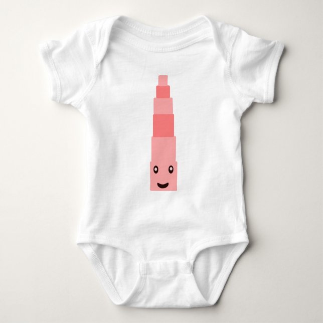 Montessori baby Pink tower Baby Bodysuit (Front)