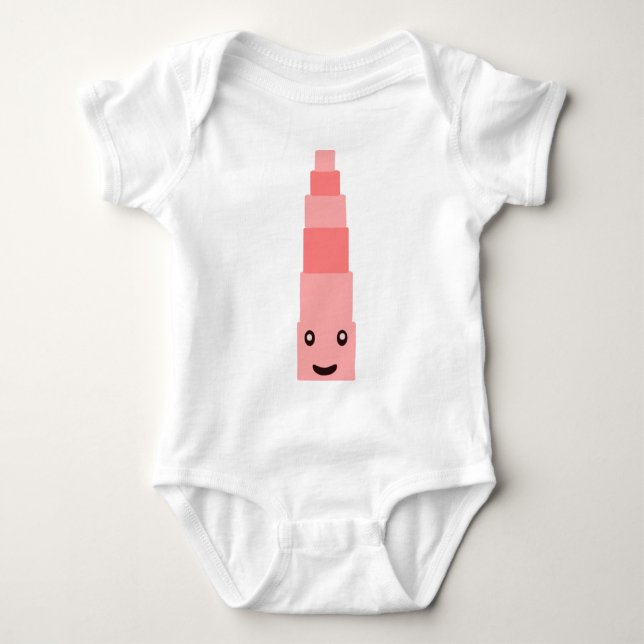 Montessori baby Pink tower Bodysuit (Front)