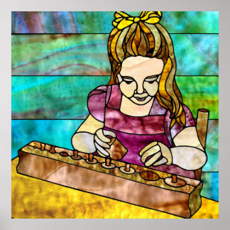 Montessori Child with Sensorial Cylinder Block Poster