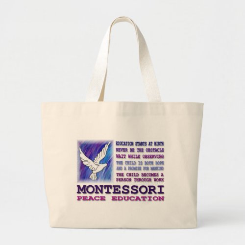 Montessori Dove Large Tote Bag