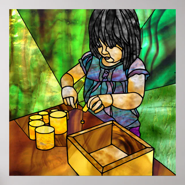 Montessori Sensorial: Yellow Knobless Cylinders Poster | Zazzle