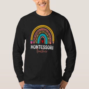 Montessori Teacher Leopard Rainbow Back To School T-Shirt