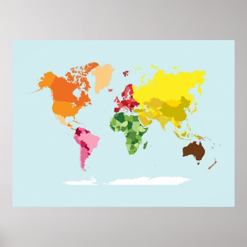 Montessori World Map Wall Art Print