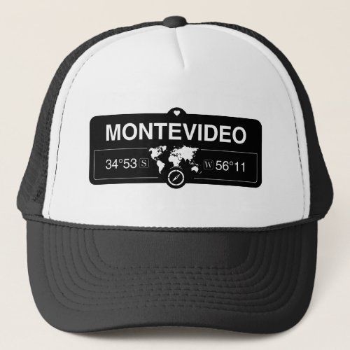 Montevideo Map GPS Coordinates Artwork Trucker Hat