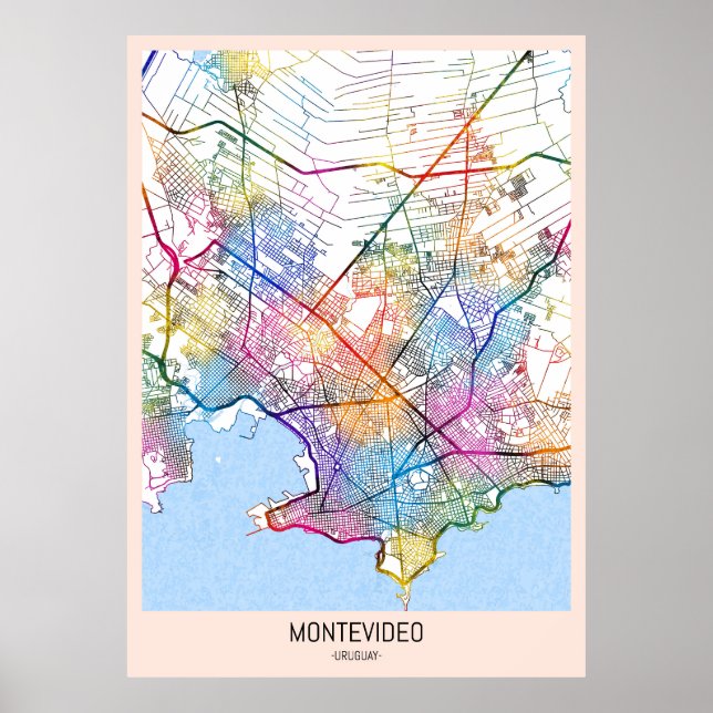 Montevideo Uruguay City Map Poster (Front)