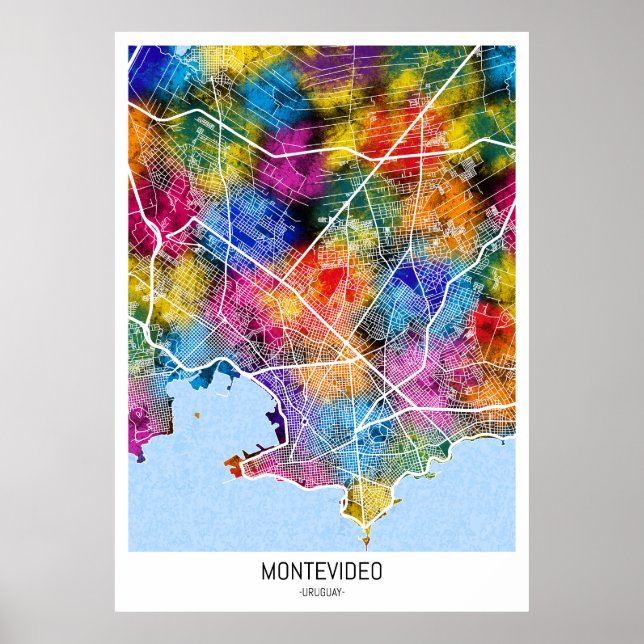 Montevideo Uruguay City Map Poster (Front)