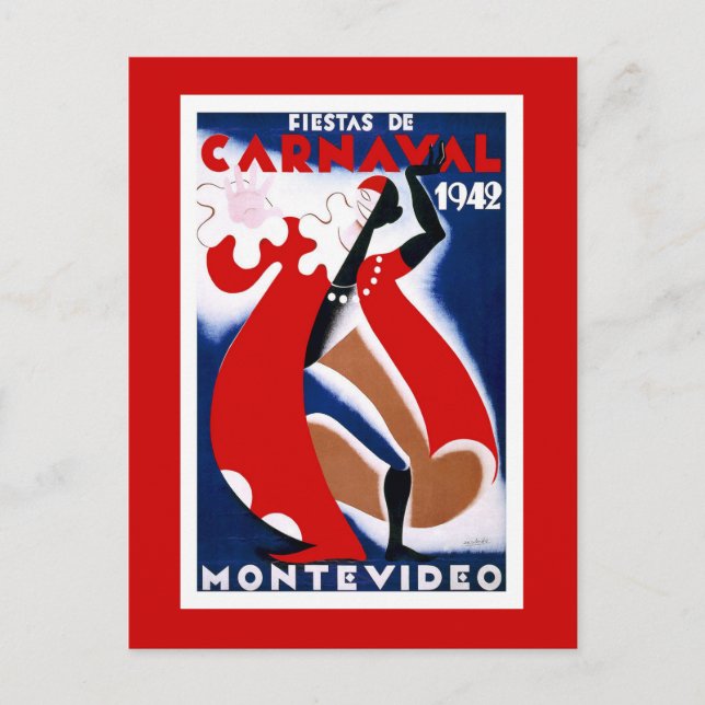 "Montevideo" Vintage Travel Poster Postcard (Front)