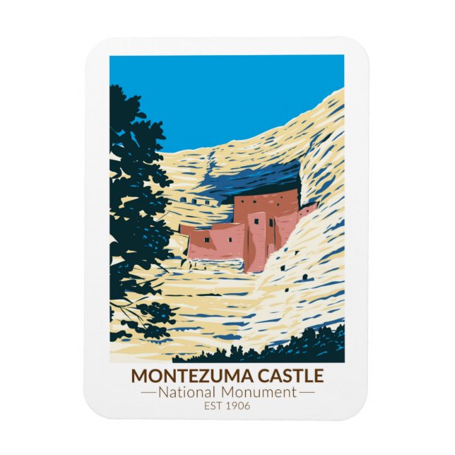 Montezuma Castle National Monument Arizona Vintage Magnet (Vertical)