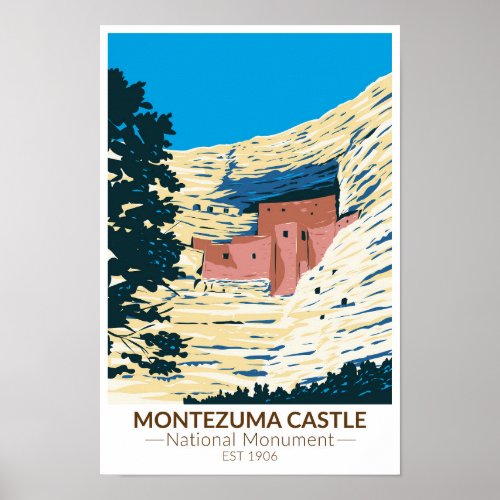 Montezuma Castle National Monument Arizona Vintage Poster