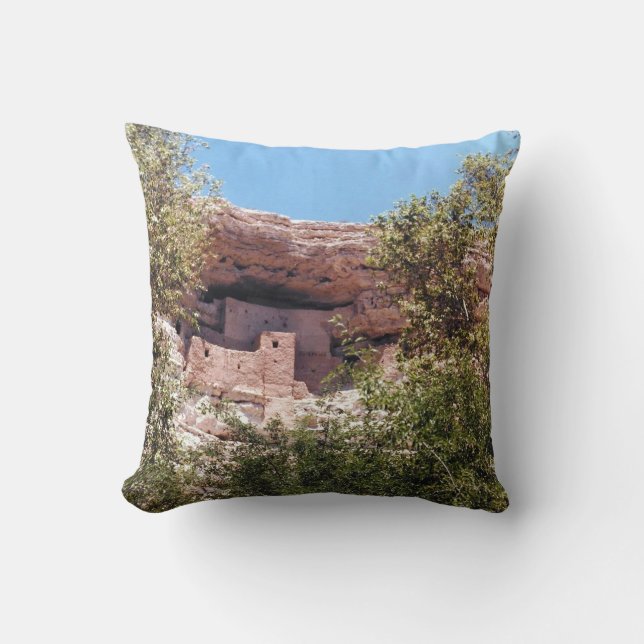 Montezuma Castle National Monument AZ Photo Design Throw Pillow (Front)