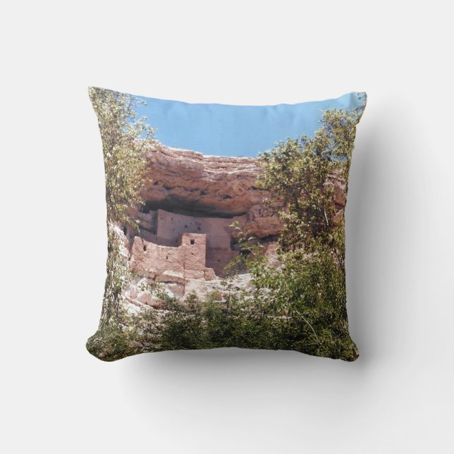 Montezuma Castle National Monument Cliff Dwellings Throw Pillow (Front)