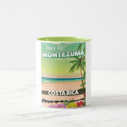 Montezuma Costa Rica beach travel poster Two_Tone Coffee Mug