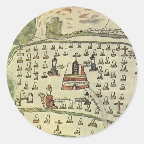 Montezumas Aztec Empire Antique World Map 1577 Classic Round Sticker