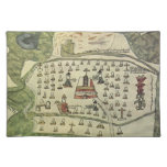 Montezuma's Aztec Empire, Antique World Map, 1577 Cloth Placemat