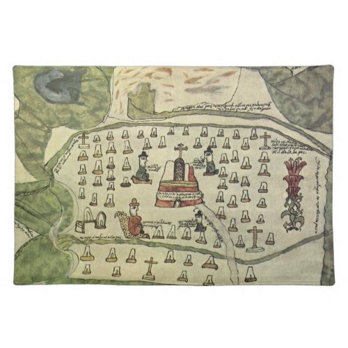 Montezumas Aztec Empire Antique World Map 1577 Cloth Placemat
