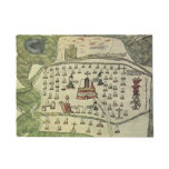 Montezuma's Aztec Empire, Antique World Map, 1577 Doormat