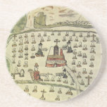Montezuma's Aztec Empire, Antique World Map, 1577 Drink Coaster